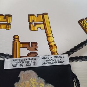 Authentic Hermes Les Cles (The Keys) Silk Scarf 90cm - Black & Gold